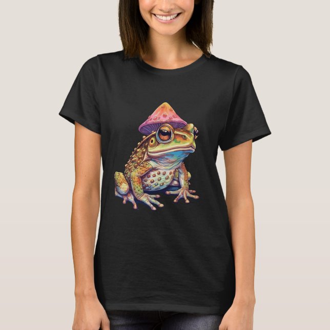Trippy Frog Magic Mushroom Amphibian Psychedelic T Shirt (Framsida)
