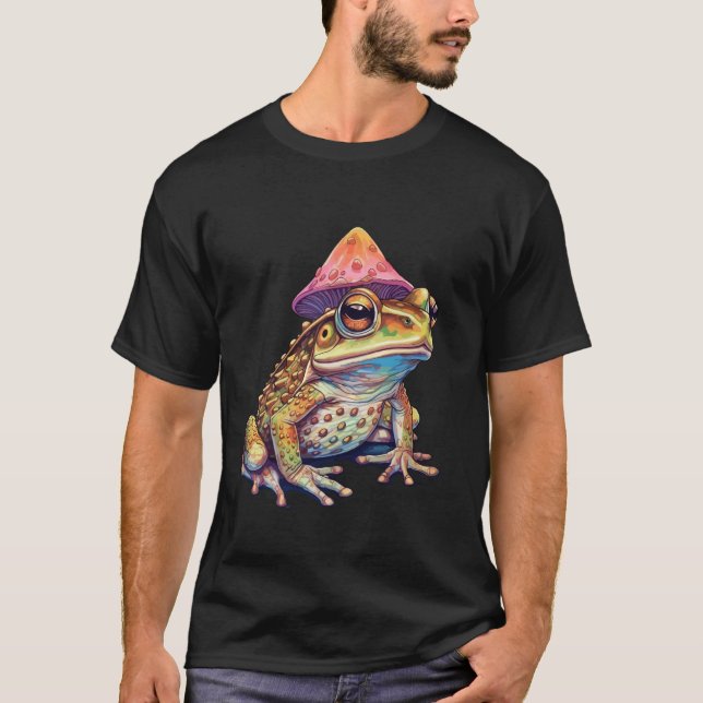 Trippy Frog Magic Mushroom Amphibian Psychedelic T Shirt (Framsida)