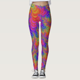 Trippy Funky Vibrant Rainbow Abstrakt Fractal Leggings