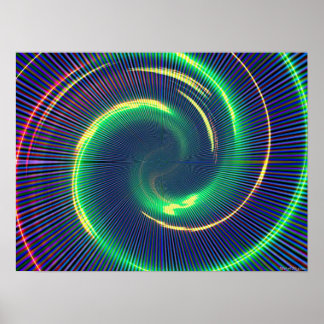 trippy grönt spiral poster