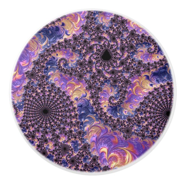 Trippy Groovy Boho Colorful Jewel Tone Fractal Art Knopp (Framsidan)