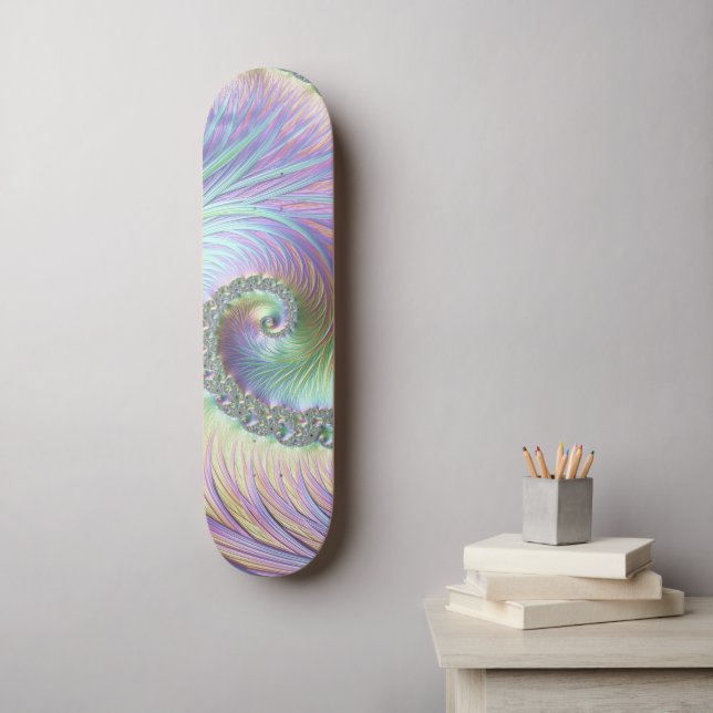 Trippy Groovy Pastel Rainbow Spiral Fractal Art Mini Skateboard Bräda 18,5 Cm (Väggkonst)