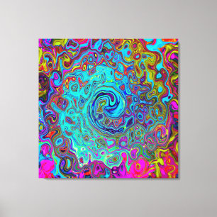 Trippy Himlar Blue Abstrakt Retro Liquid Swirl Canvastryck