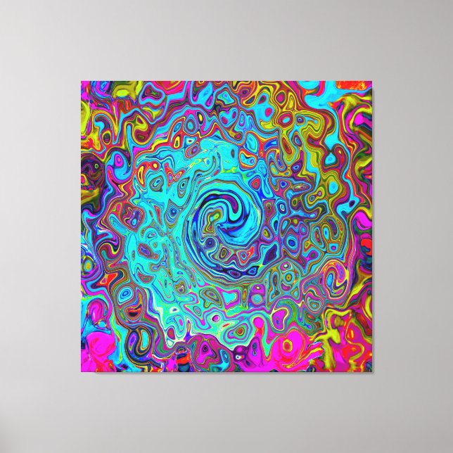 Trippy Himlar Blue Abstrakt Retro Liquid Swirl Canvastryck (Framsida)