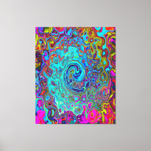 Trippy Himlar Blue Abstrakt Retro Liquid Swirl Canvastryck