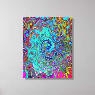 Trippy Himlar Blue Abstrakt Retro Liquid Swirl Canvastryck
