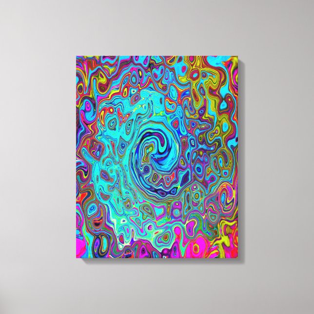 Trippy Himlar Blue Abstrakt Retro Liquid Swirl Canvastryck (Framsida)