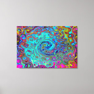 Trippy Himlar Blue Abstrakt Retro Liquid Swirl Canvastryck