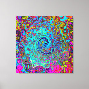 Trippy Himlar Blue Abstrakt Retro Liquid Swirl Canvastryck