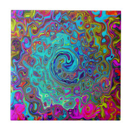 Trippy Himlar Blue Abstrakt Retro Liquid Swirl Kakelplatta