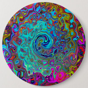 Trippy Himlar Blue Abstrakt Retro Liquid Swirl Knapp