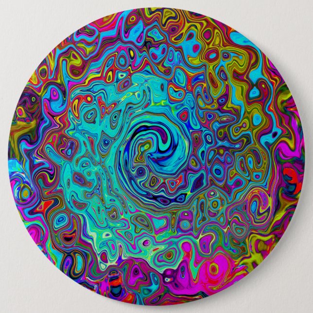 Trippy Himlar Blue Abstrakt Retro Liquid Swirl Knapp (Framsida)