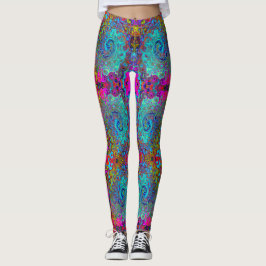 Trippy Himlar Blue Abstrakt Retro Liquid Swirl Leggings