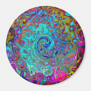 Trippy Himlar Blue Abstrakt Retro Liquid Swirl Magnet
