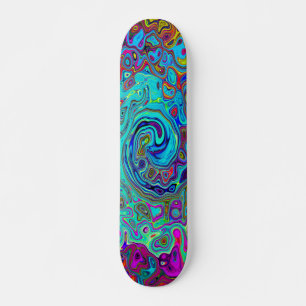 Trippy Himlar Blue Abstrakt Retro Liquid Swirl Mini Skateboard Bräda 18,5 Cm