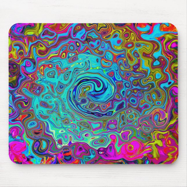 Trippy Himlar Blue Abstrakt Retro Liquid Swirl Musmatta (Framsidan)