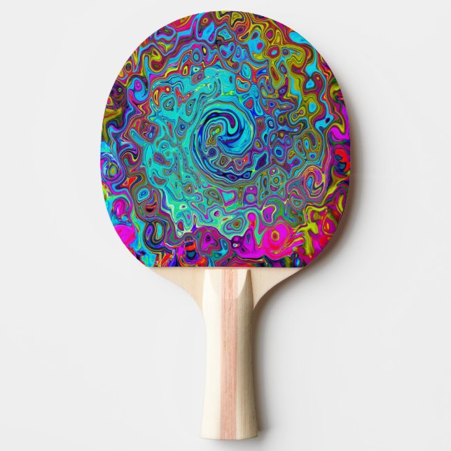 Trippy Himlar Blue Abstrakt Retro Liquid Swirl Pingisracket (Framsidan)