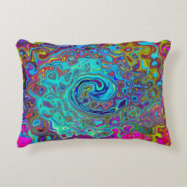 Trippy Himlar Blue Abstrakt Retro Liquid Swirl Prydnadskudde