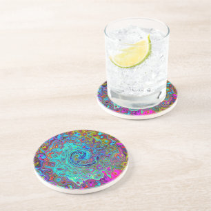 Trippy Himlar Blue Abstrakt Retro Liquid Swirl Underlägg