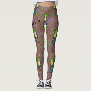 Trippy Hippie Psychedelic Frog Peace Retro Anpassn Leggings