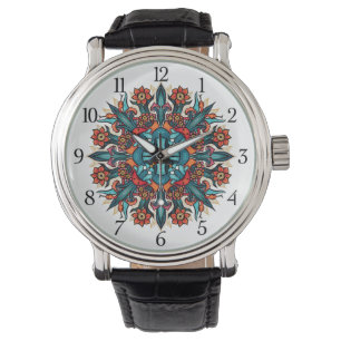 Trippy hippie psychedelic groovy mushroom mandala armbandsur