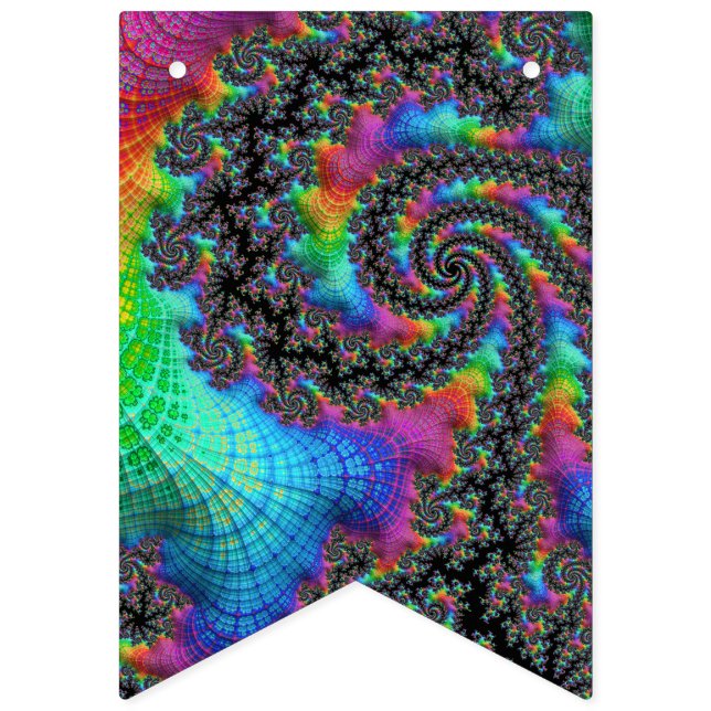 Trippy Hippie Psychedelic Rainbow Spiral Fractal Vimplar (Första flaggan)