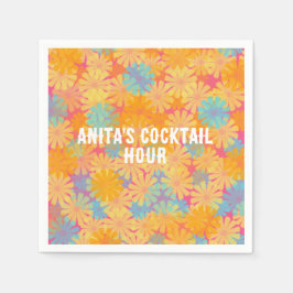 Trippy Hippie Psychedelic Retro Blommigt Design Pappersservett