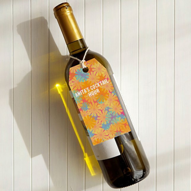 Trippy Hippie Psychedelic Retro Blommigt Design Presentetikett (Skapare uppladdad)