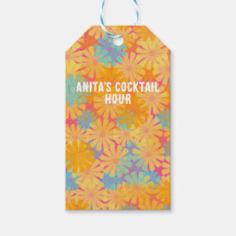 Trippy Hippie Psychedelic Retro Blommigt Design Presentetikett