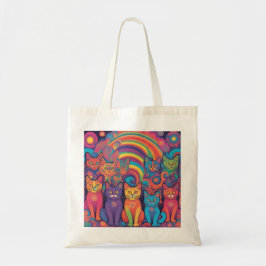 Trippy Hippy Cats Vivid Färg Psychedelic Tygkasse