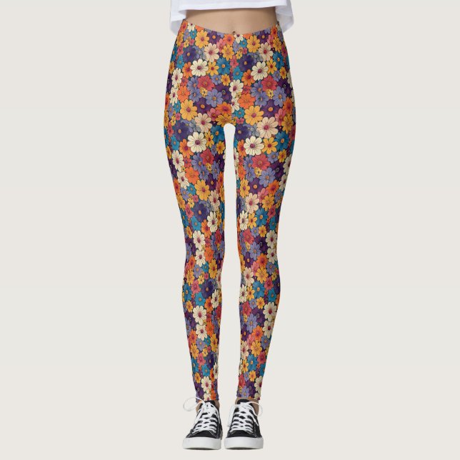 Trippy Hippy Flower Power Leggings (Framsida)