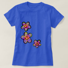 Trippy Hippy Lycklig Smile Daisy Flowers T Shirt