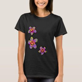 Trippy Hippy Lycklig Smile Daisy Flowers T Shirt