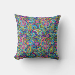 Trippy Hippy Paisley Throw Pillow Kudde