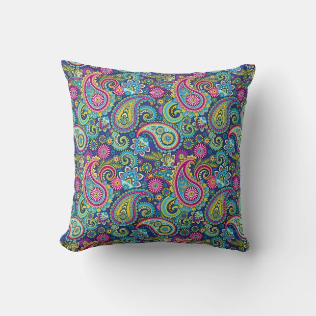 Trippy Hippy Paisley Throw Pillow Kudde (Framsida)