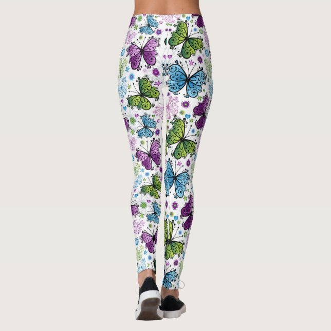 Trippy Hippy Retro Butterfly Leggings (Baksida)
