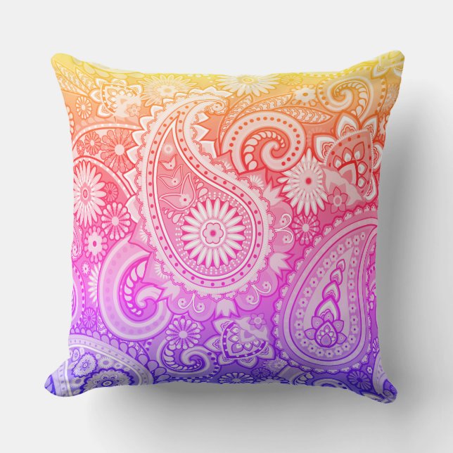 Trippy Hippy Retro Paisley Kudde (Framsida)