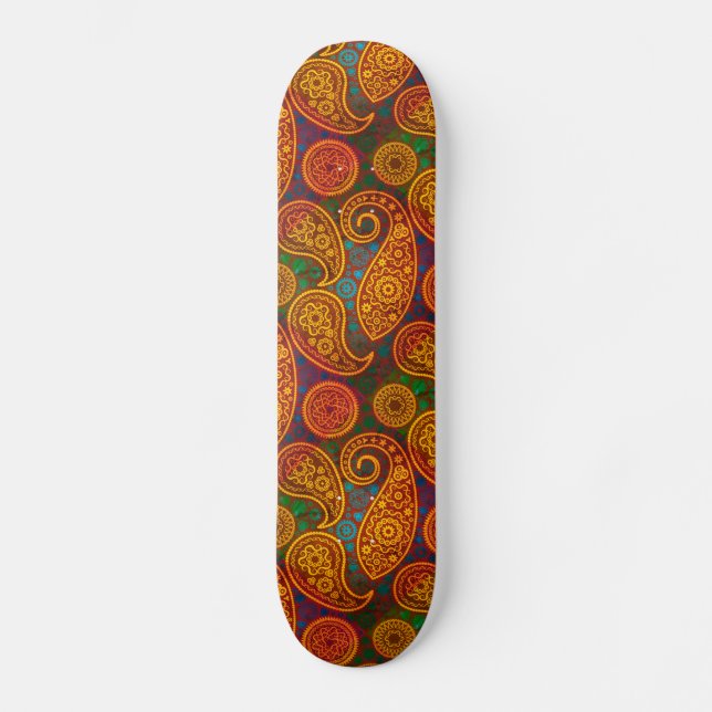 Trippy Hippy Retro Paisley Mini Skateboard Bräda 18,5 Cm (Framsida)