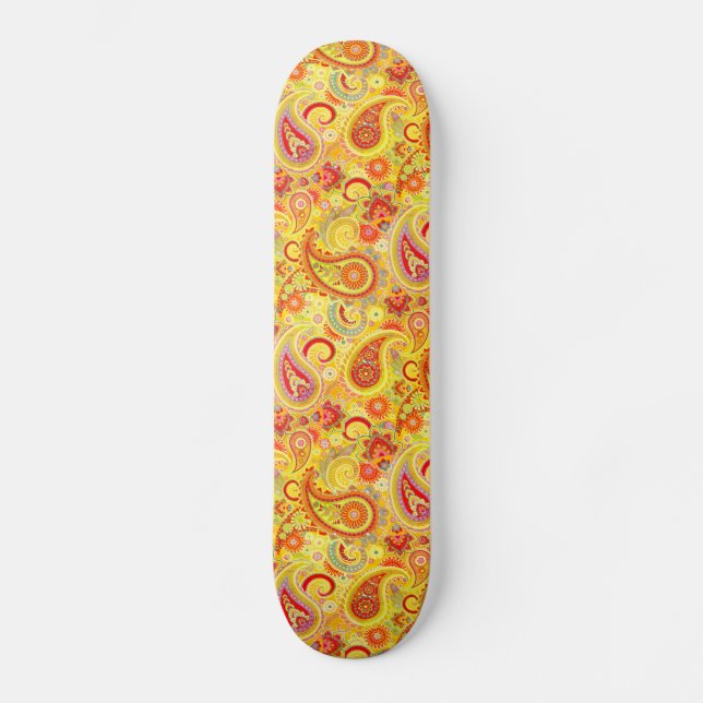 Trippy Hippy Retro Paisley Mini Skateboard Bräda 18,5 Cm (Framsida)
