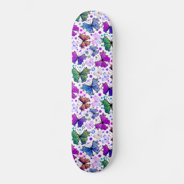 Trippy Hippy Retro Paisley Mini Skateboard Bräda 18,5 Cm (Framsida)