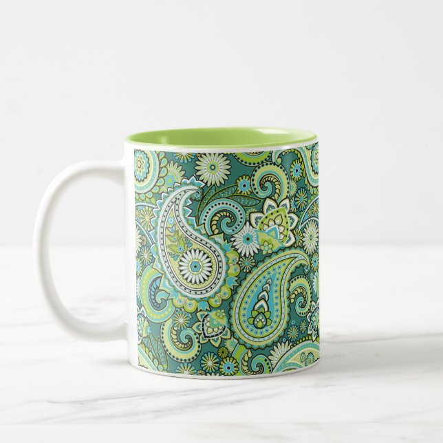 Trippy Hippy Retro Paisley Två-Tonad Mugg (Vänster)