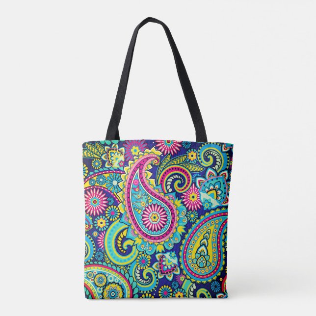 Trippy Hippy Retro Paisley Tygkasse (Baksida)