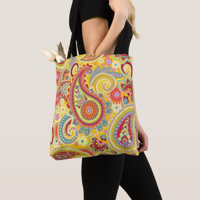 Trippy Hippy Retro Paisley Tygkasse (Närbild)