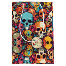 Trippy Hippy Skull Colorful Patterned Psychedelic