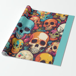 Trippy Hippy Skull Colorful Patterned Psychedelic Presentpapper