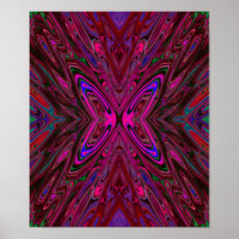 Trippy Hot Pink, Red and Blue Abstract Butterfly Poster