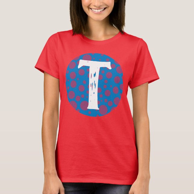 Trippy initial dots lila passion måne-cirkel t shirt (Framsida)
