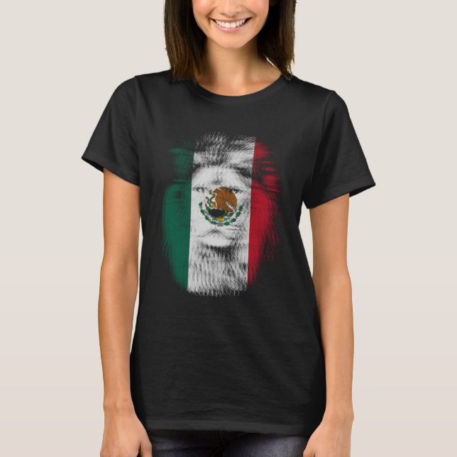 Trippy lejonare Mexikanska flagga EDM raves techno T Shirt (Framsida)