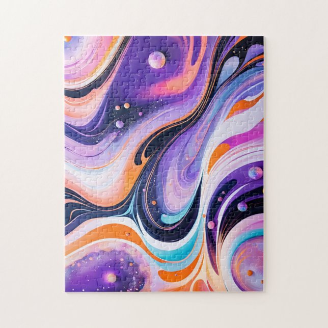 Trippy Lila Liquid Art Pussel (Vertikal)