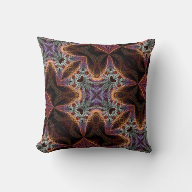 Trippy Lila Orange Fractaler Decor Cushion Kudde (Framsida)